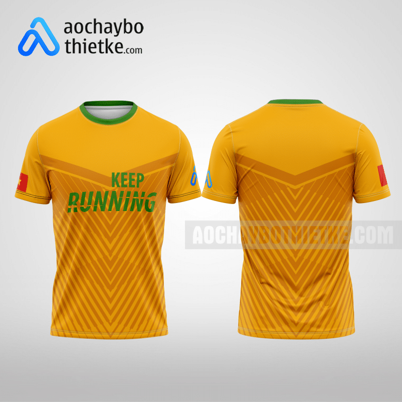 Mẫu áo chạy bộ marathon CLB Cái Răng màu vàng thiết kế uy tín R1065