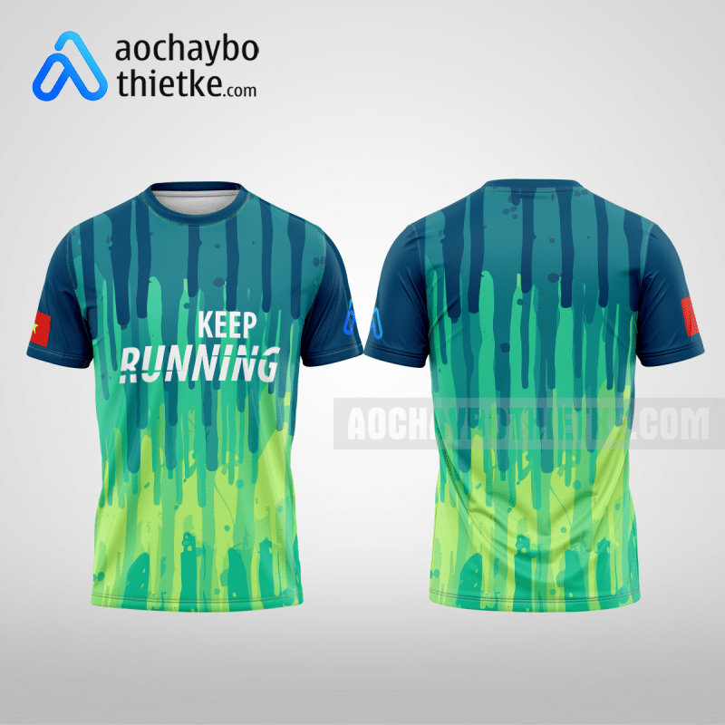 Mẫu áo chạy bộ marathon CLB Phú Mỹ màu xanh ngọc thiết kế uy tín R1436