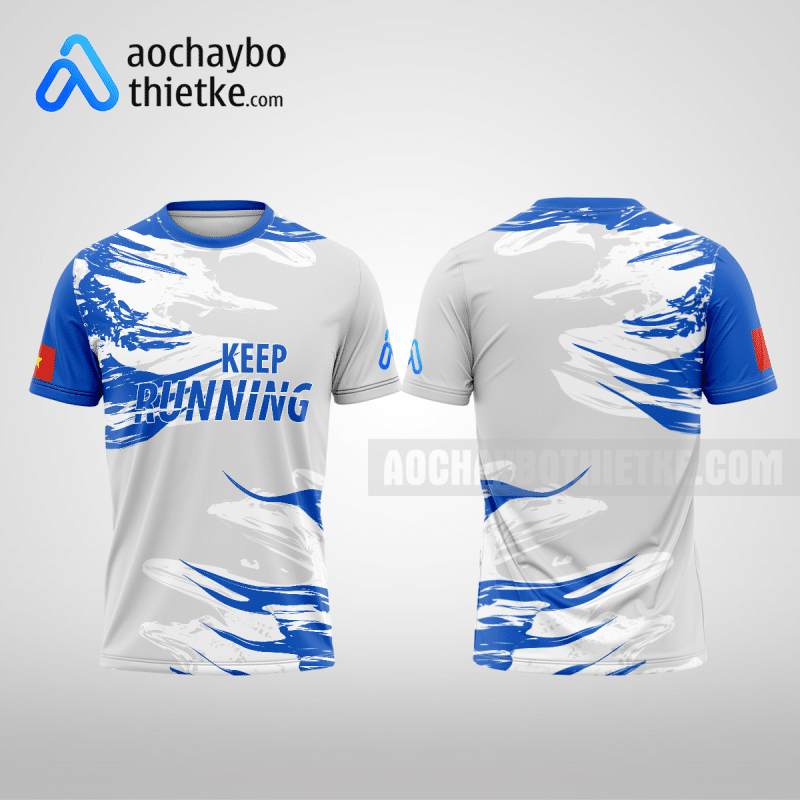 Mẫu áo thun marathon CLB Châu Long màu xanh biển thiết kế cao cấp R1099