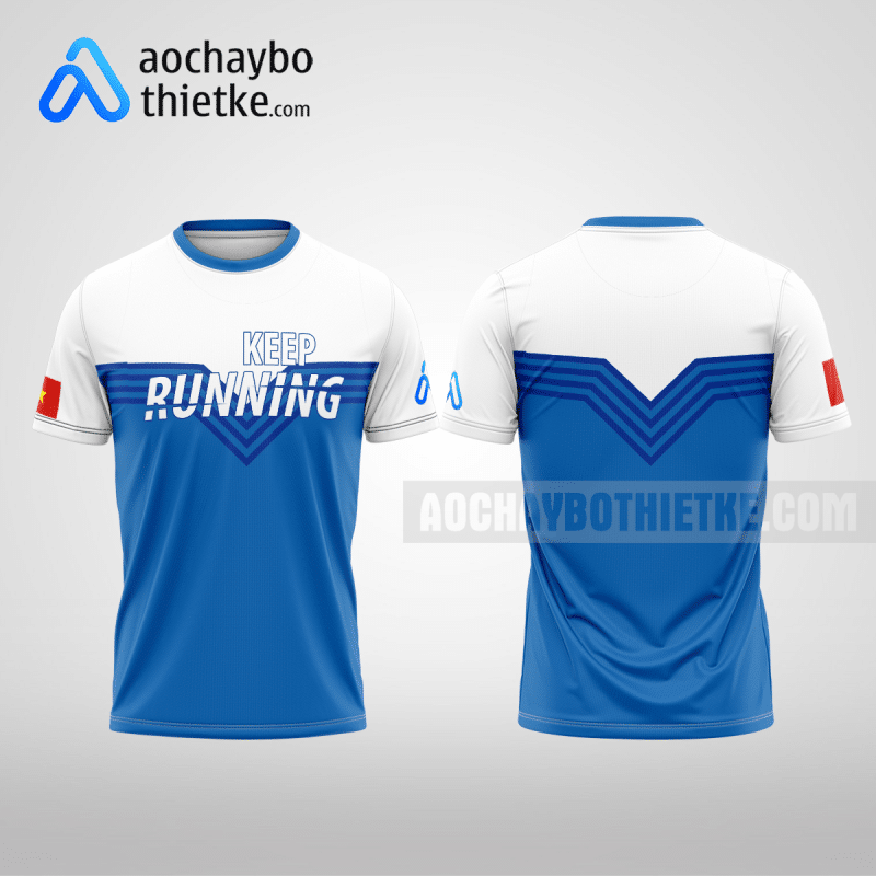 Mẫu áo thun marathon CLB Hoài Đức màu xanh dương thiết kế đẹp R1245