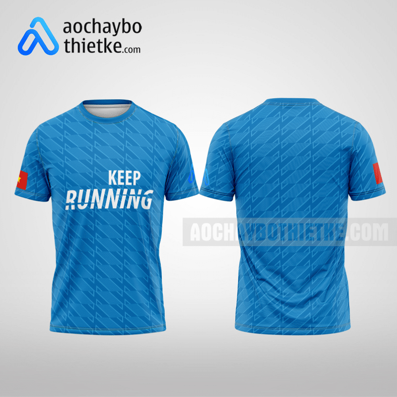 Mẫu áo thun runner CLB Phú Riềng màu xanh da trời thiết kế độc R1443